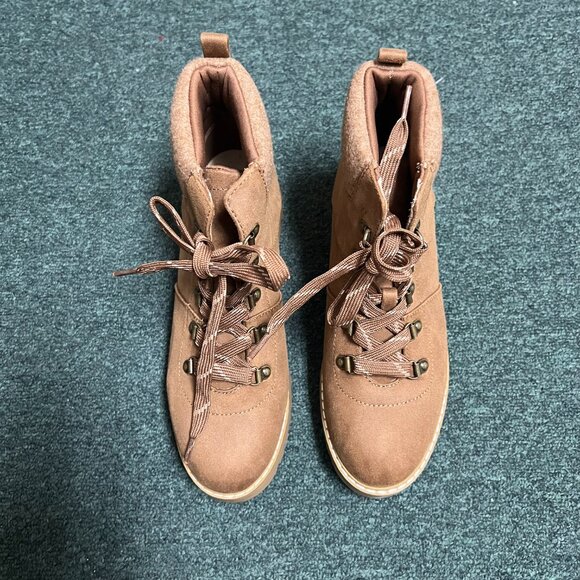 NEW Cliffs by White Mountain Womens 9M Tan Brown Connie City Hiker Lace Up Boots - Picture 3 of 8